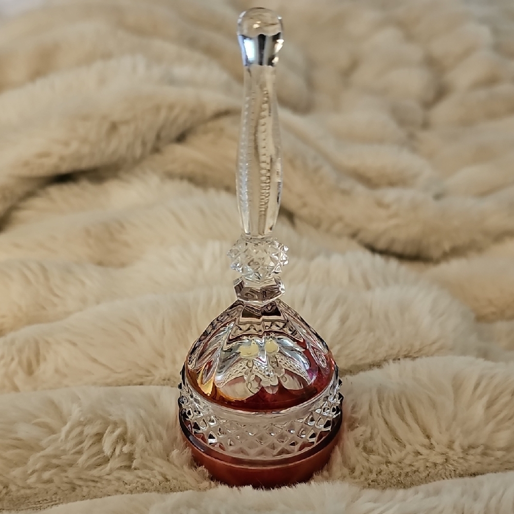 Crystal and Red Glass Decorative Bell